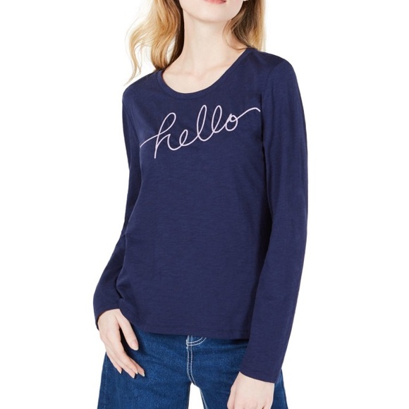 Maison Jules Tops - Maison Jules Hello Goodbye graphic long shirt NWT
